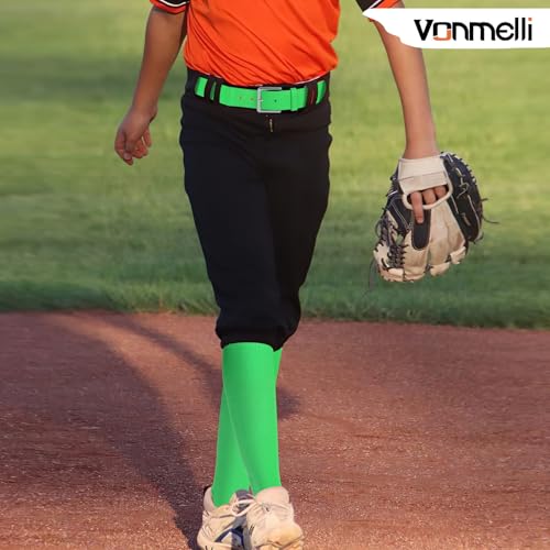 Image of VONMELLI Youth Baseball Belt and Socks Combo, Elastic Softball Belts and Socks for Boys and Adult (2 Pairs of Socks & 1 Belt)
