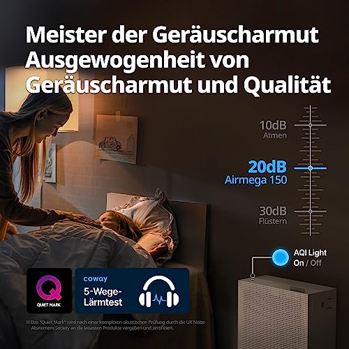 COWAY Luftreiniger Zuhause Schlafzimmer, Haustiere, AIRMEGA 150, Marineblau – Ansicht 6