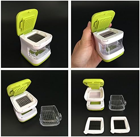 Condello Casa Kitchen Food Aid Garlic Ginger Master Box Plastic Stainless Steel Cube Press Cutter Mincer Chopper Crusher Slicer Grater Grinder Twister Dicer Machine Silicone Peeler Gadget Green Tool