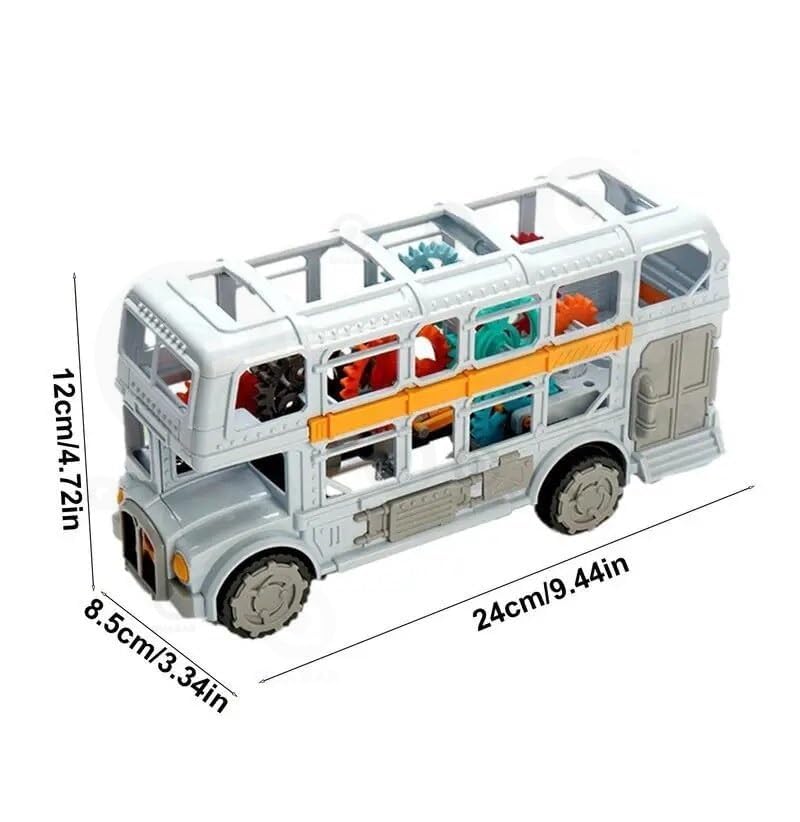 KRIREEN Retro Double Decker Model Toy with Music Light and Sound and Artificial Wheel Universal Electric Musical School Birthday Gift Little Kids for Boys Girls - Multicolor, (Pack of 1) (Retro Bus) 3