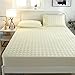 BAJIN Pikowany wodoodporny pokrowiec na materac z elastycznym dużym prześcieradłem królewskim (bez poszewki na poduszkę), potrójnie wypełniony pikowany ochraniacz materaca, 150 x 190 + 25 cm