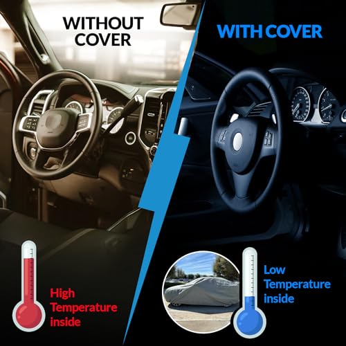 Image of Car Cover Waterproof All Weather | 7-Layer Car Covers for Automobiles & Car Snow Cover | Full Exterior Rain Cover | SUV Sedan. Size 159.8 inch x 65.0 inch