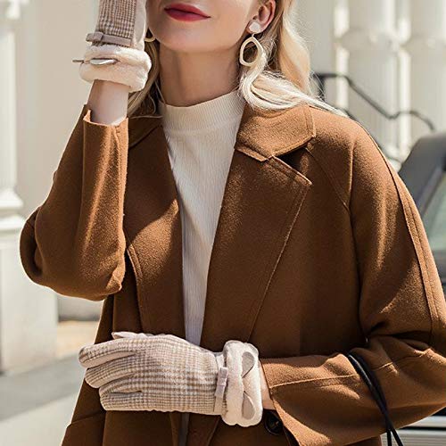 gazechimp Luvas de Lã com Forro Térmico Feminino Feminino Adulto Luvas Quentes de Inverno - Cáqui