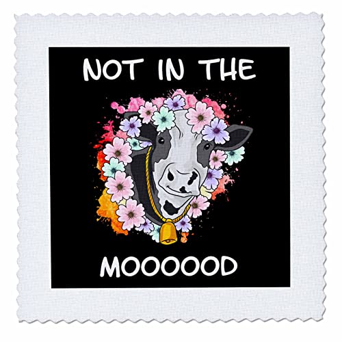 3dRose 6x6 inch Quilt Square, Funny Cow with Pink Flowers Dont Be a Salty Heifer
