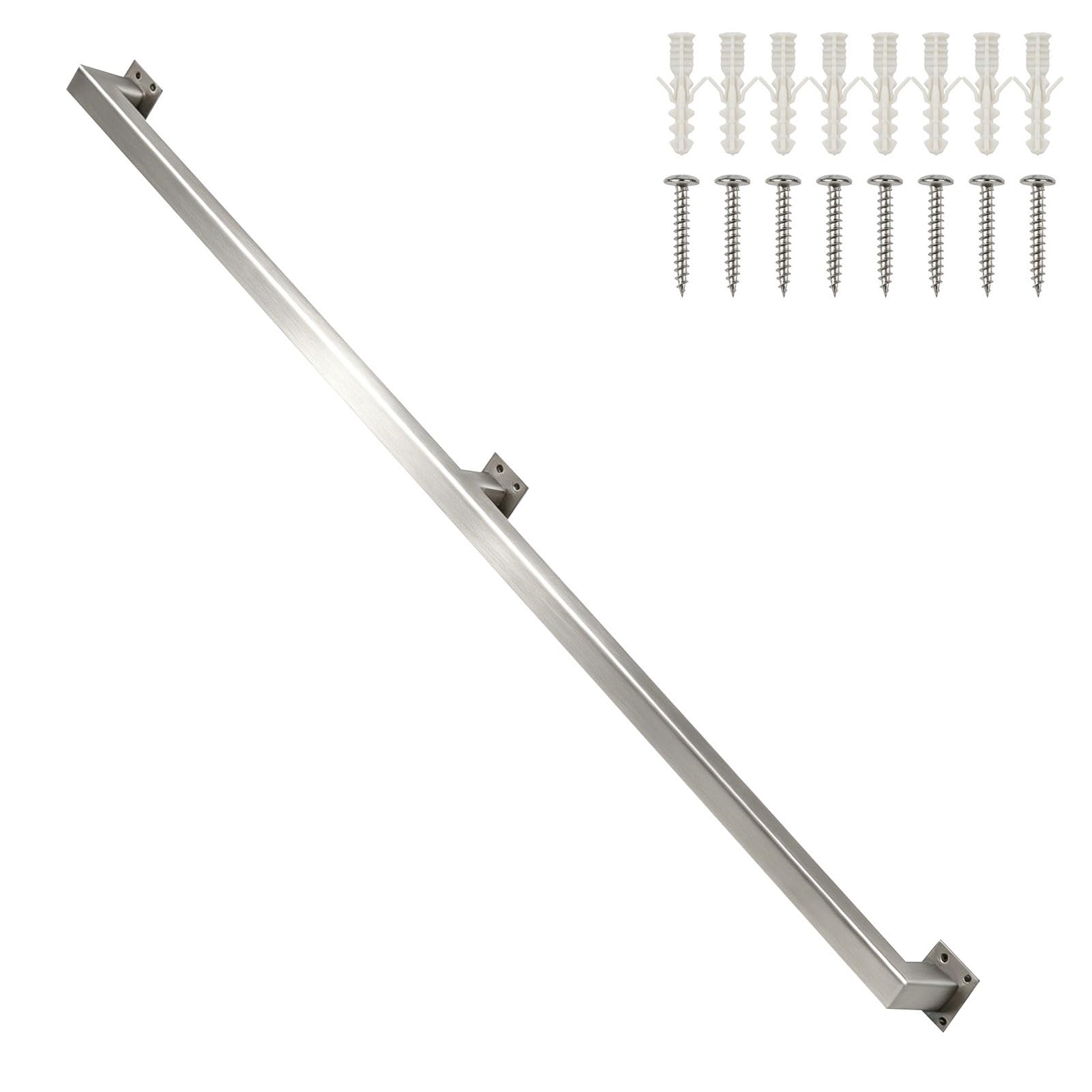 Handrail for Stairs - Complete Kit，30cm-600cm Metal Stainless Steel Staircase Banister Handrails，Wall Mounted Hand Railings for Indoor Outdoor Grab Rail(2ft/60cm)