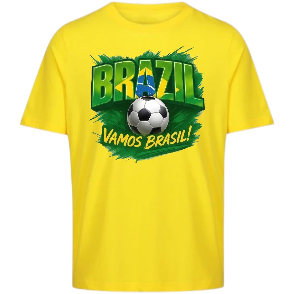 Vamos Brasil T-Shirt, Brazil Football Supporter Fan Shirt, Brazil Pride Graphic Gift T Shirt Yellow