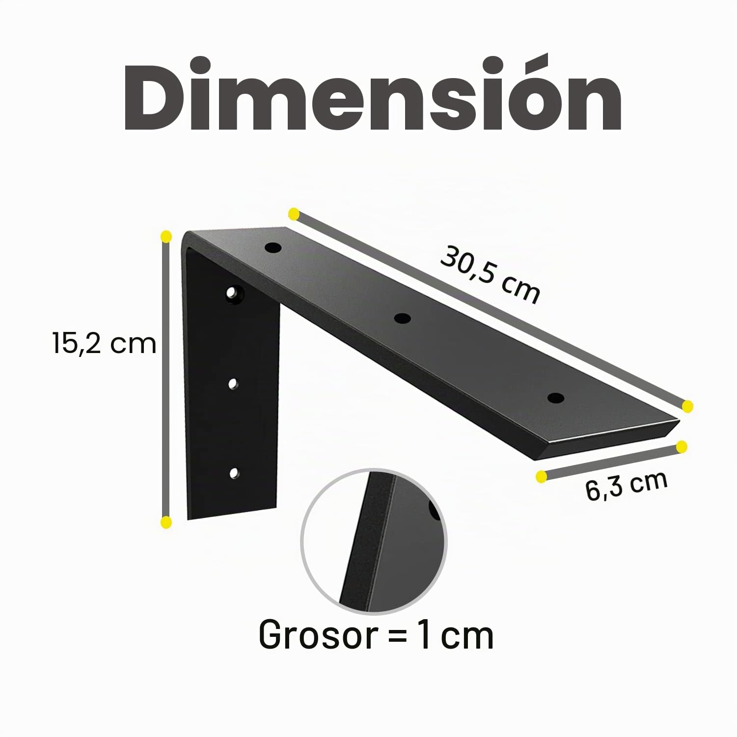 Soporte para encimera, paquete de 2 soportes ocultos resistentes para encimera de 12 x 6 x 2 1/2 pulgadas de largo, ménsulas de metal para encimeras de cuarzo/granito/madera/hormigón/laminadas