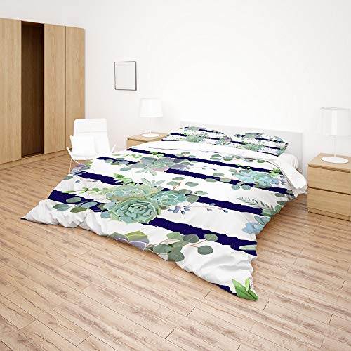 Housse de couette King parure de lit fleurs sans repassage 3 pièces - 5