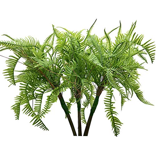 Aisamco Lot de 3 Plantes artificielles en Forme de fougère Boston, arbustes, Fleurs artificielles, 50 cm de Haut, pour Maison, Bureau, Jardin, décoration intérieure et extérieure
