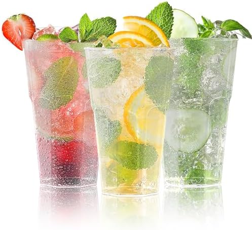 AOLUXLM 50 Stück Becher Set Mehrweg Becher, Wiederverwendbare Partybecher 400 ML Trinkbecher für Getränkepartys, Geburtstag, Hochzeit