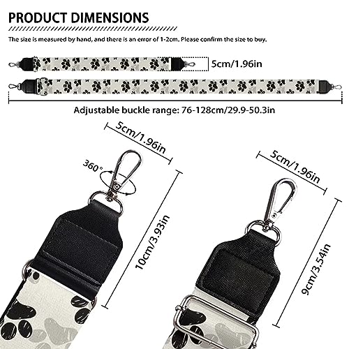 Image of Wide Bag Straps Replacement Crossbody Cute Pet Paw Guitar Straps for Handbags /Purses /Messenger /Duffel Bags Backpack Straps Replacement Adjustable Length from 30 inch to 50.3 inch