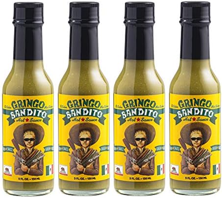 Gringo Bandito Hot Sauce, Green Habanero, 5 Ounce (Pack of 4)