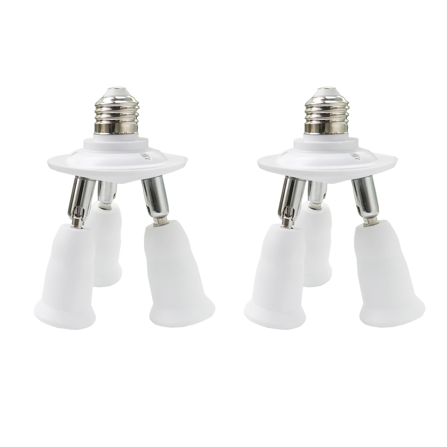 Taigeguang 3 in 1 Light Socket Splitter Adapter,E26/E27 to 3 Bulb Light Socket Extender,Standard Base LED Bulb Converter,360 Degrees Adjustable 180