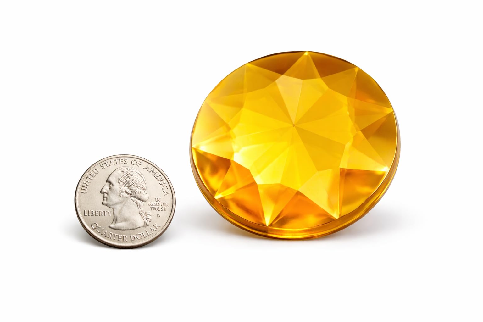 Allstarco 50mm Extra Large Self Adhesive Round Jewels Acrylic Rhinestones Stick On Plastic Gems For Cosplay - 2 Pieces (Gold Topaz H107)