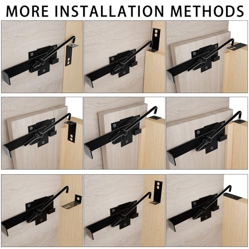 Pack of 2 Sliding Door Latch with Hook,Black Shed Door Cam Latch,Flip Action Door Lock,7in Lock Lever,for Farm Garden Courtyard Wooden Door,Pet Partition Door,Door Frame by ULWSKY - Image 7