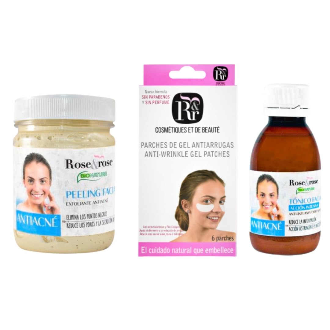 Rose & Rose | Intensywny zestaw toniczny + żel + peeling | pełna pielęgnacja twarzy, oczyszczanie, regeneracja i nawilżenie | dla bardziej równomiernej i promiennej skóry