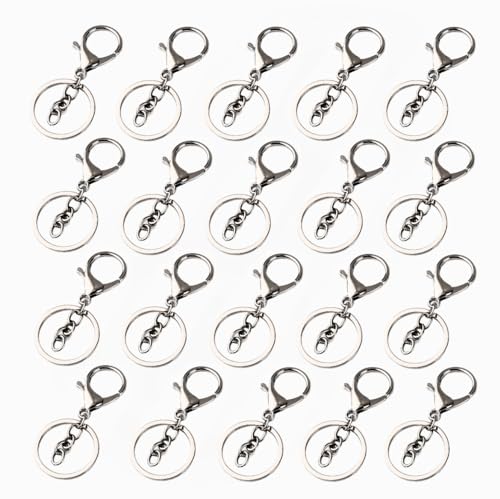 キーホルダー金具 【20個入】ワンタッチキーホルダー 回転カン付き ハンドメイド キーリング アクセサリー DIY 手芸用品 シルバー