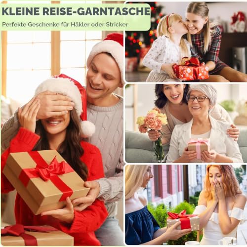 Aeelike Mini-Stricktasche, grünes Totem – Praktische Aufbewahrung für Wolle & Häkelzubehör, 15×14 cm – Bild 5