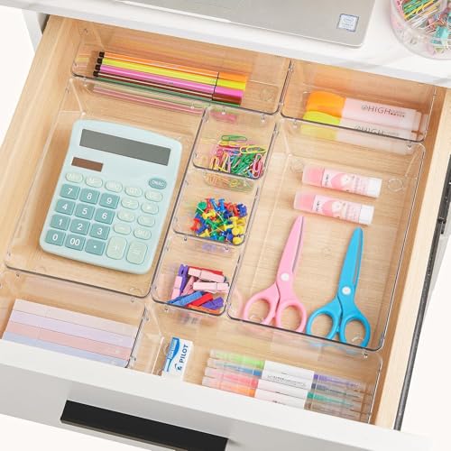Miniatura 6 de Vtopmart 25 Piezas Organizador De Cajones Con 4 Tamaños, Sistema De Organizador Cajones, Bandejas De Almacenaje Para Baño, Utilizable Para Maquillaje, Cocina, Tocador, Oficina