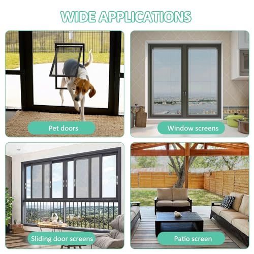 Rindion 48x102 Inch Window Screen Replacement, DIY Adjustable Pet-Proof Patio Screen, Anti-Mosquito Window Screen Mesh for Porch and Sliding Doors