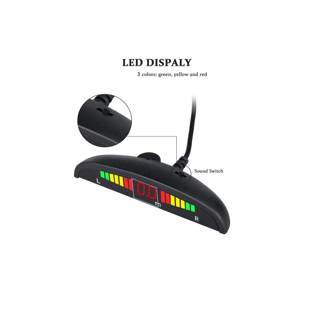 Pantalla LED de 12 V para Kit de Sensor de estacionamiento de 4 Pines Detector de Monitor de Radar de Respaldo Sistema de Alerta de Seguridad
