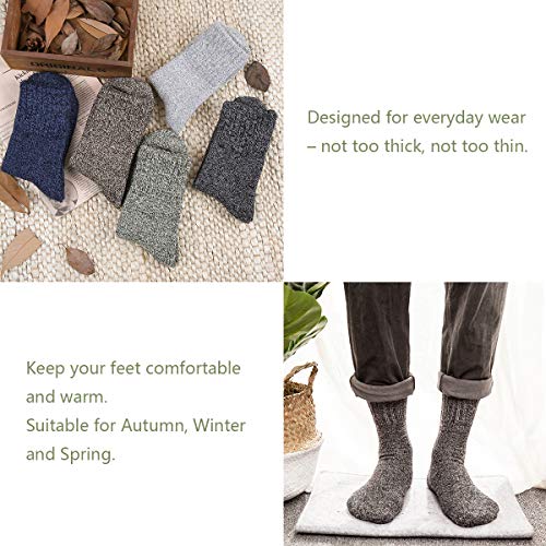 Zando Athletic Sports Knit Pattern Womens Winter Socks Crew Cut Cashmere Retro Thick Warm Soft Wool Socks 5 Pack - Vintage Mixed Shoe Size 6-11 #TOP1