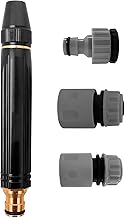 Water Spray Gun for Car Wash & Bike Cleaning – High Pressure Adjustable Brass Nozzle for 1/2" Hose Pipe | Garden Watering, Car Washer Gun with 3 Connectors | 16 x 11 CM