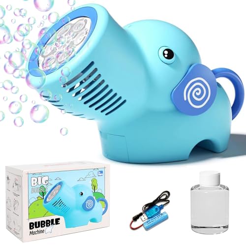 Seifenblasenmaschine Kinder – Elefant Seifenblasenspielzeug mit Akku, 5000+ Blasen/Min, Süße Seifenblasenmaschine für Jungen & Mädchen, inkl. Seifenblasenlösung, Ideal für Geburtstag, Party