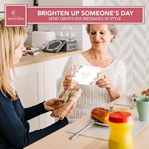 24 Gold-Foiled Pink Thank You Cards With Envelopes - 6 Designs Thank You Cards Pink And Gold, Pink Flower Thank You Cards For Baby Shower Thank You Cards Girl, Floral Thank You Cards With Envelopes #TOP4