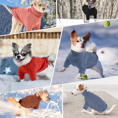 Hundepullover Stilvoller Warmer Hunde- und Katzenpullover, Weicher Rollkragen-Hundebekleidungsweste, Weiches Haustier-Winterzubehör, Geeignet für Welpen, Kleine und Mittelgroße Hunde (Rot,S) O15