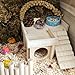 Acsist Wooden Hamster Hideout Hamster Wood House with Ladder Hides Platform Decor Detachable Small Animals Cage Accessories for Rat Gerbils and Other Small Pets
