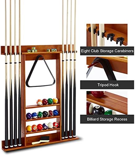 Floor Stand Billiards Cue Rack Pool Accessories Billiards Stick Holder,Pool Stick Holder, Pool Cues Racks Wall Mount Pool Stick Holder, Holds 8 Ball Holders & Full Set Of Pool Balls, Compact