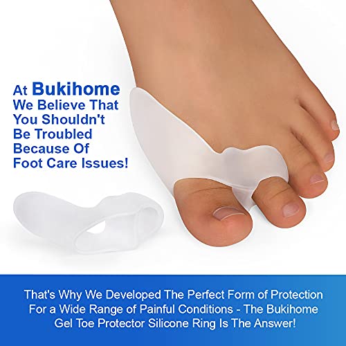 Bukihome Upgraded Pack of 10 Bunion Cushions Protectors, Sport Bunion Pad & Toe Spacer set, Bunion Corrector with Separator for Big Toe, Bunion Relief with Gel Shield for Men & Women (transparent)