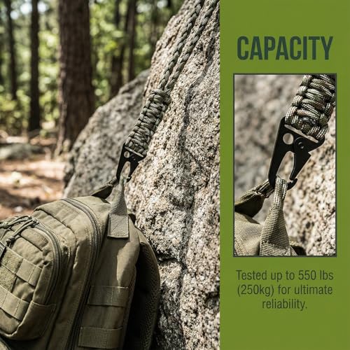 Cordón de Paracaídas, 2Piezas Lanyard Largos para el Cuello, Cordón de Paracord Trenzado, Cordones para Llaves Cámaras Tarjetas de Identificación Movil Camping Senderismo Mochila Ajuste Hombres Mujer - imagen 4