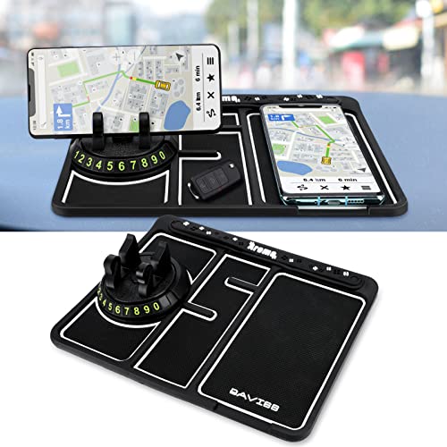 Non-Slip Phone Pad for 4-in-1 Car, Mystery Glow in The Dark Phone Pad with Car Phone Mount Car Dashboard Phone Holder for Car Anti Slip Mat Organizer, Dashboard Tray with Car Mount, Number Plate