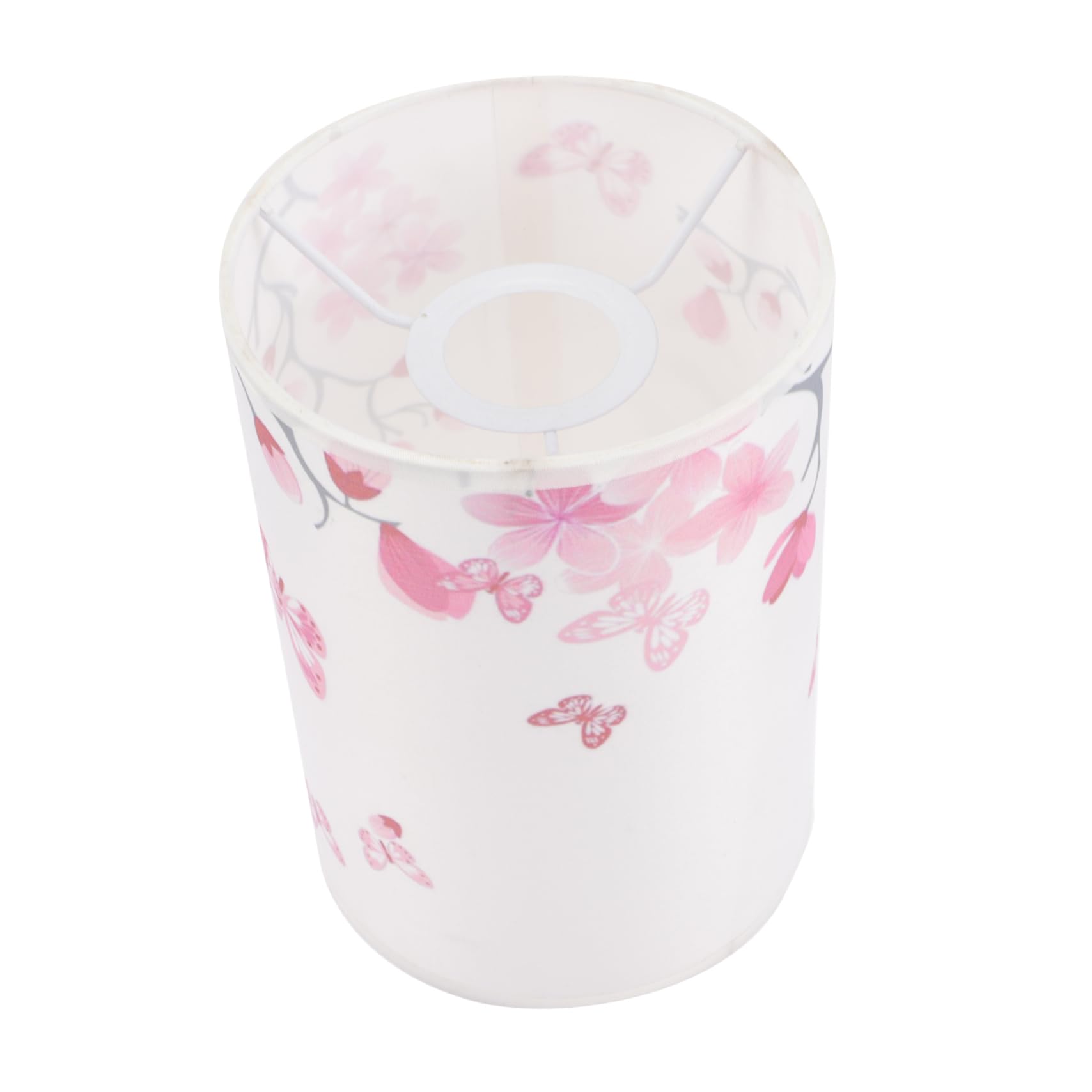 DOITOOL Pink Floral Lampshade for Table Lamps Small Lamp Shade with Cloth and Iron E14/e27 Base for Study and Home