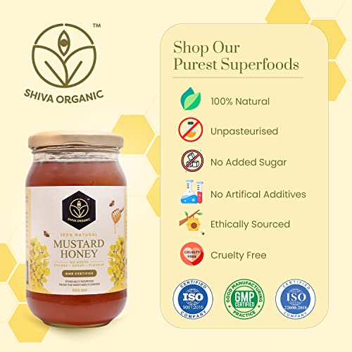 Image of Shiva Organic Raw Mustard Honey 1kg | 100% Pure NMR Tested | Raw and Unprocessed