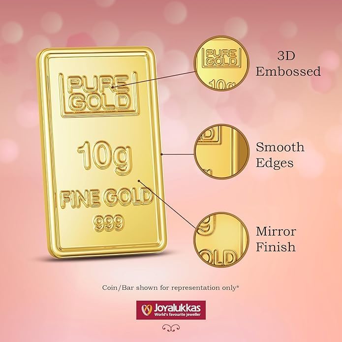 Image of Joyalukkas 24K (999) Purity Gold Coin Pendent | Yellow Color | Flower Design.