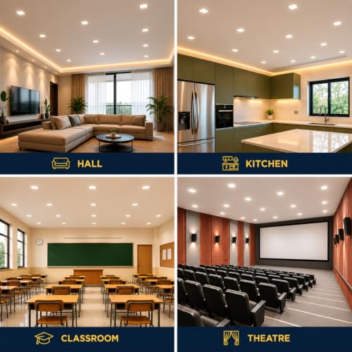 Image of NW 5W Roaster Square LED Panel Light | Concealed Ceiling Downlight | False Ceiling Recessed Light | Energy Efficient | High Brightness | 2 Year Warranty | Light Color- Warm White (Pack of 6)