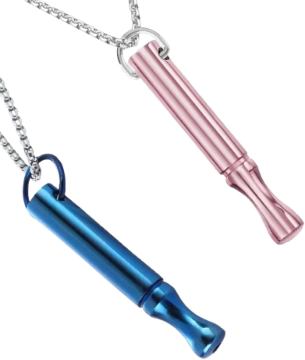 SUPPLIIONLINE Calm Flow Breathing Necklace – 2PCS Stainless Steel Mindful Breathing Tool for Anxiety Relief, Meditation & Stress Reduction – Necklace Gift for Men & Women (Blue and Pink)
