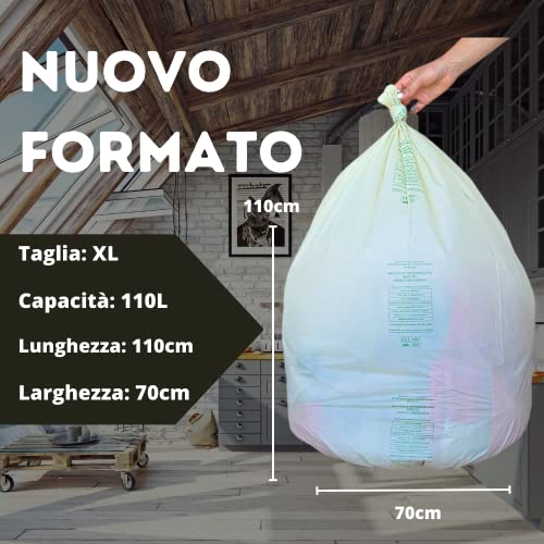 10 Sacchi Spazzatura 70x110 cm Biodegradabili