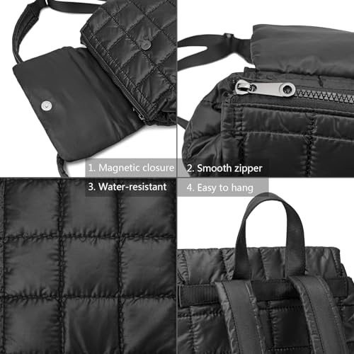 Niumike 10L Quilted Casual Daypacks Lightweight Shoulder Bag Solid Color Waterproof Nylon Flap Backpack for Traveling Hiking3