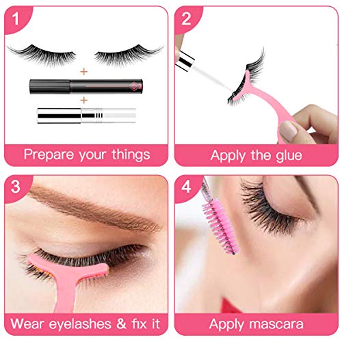 30 Pieces Plastic Eyelash Extension Tweezers False Eyelash Applicator Tool Eyelash Auxiliary Clip and 100 Pieces Eyelash Brush Mascara Wands Applicator for Eyelash Application (Rose Red)