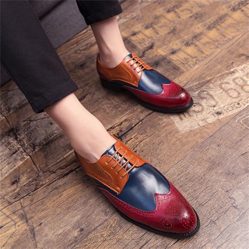 Men's Multicolour Leather Wingtip Dress Oxfords Shoes Retro Lace Up Brogue Formal Shoes for Business Leisure Dance Performance Parties4