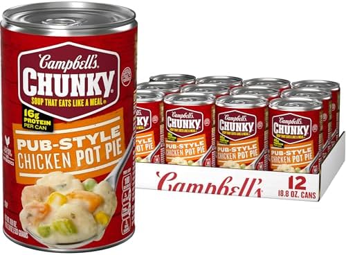 Campbell’s Chunky Soup, Pub-Style Chicken Pot Pie Soup, 18.8 oz Can (Pack of 12)