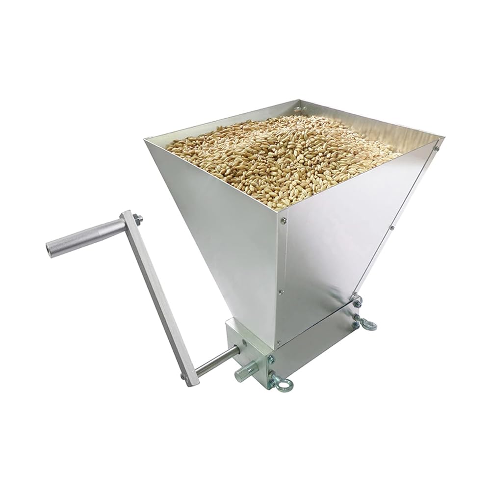 HCLSHOP Malt Crusher,Stainless Steel Manual Adjustable 2 Roller Grain Mill Grinder with Large Capacity Hopper for Wine Brewing Wheat Barley