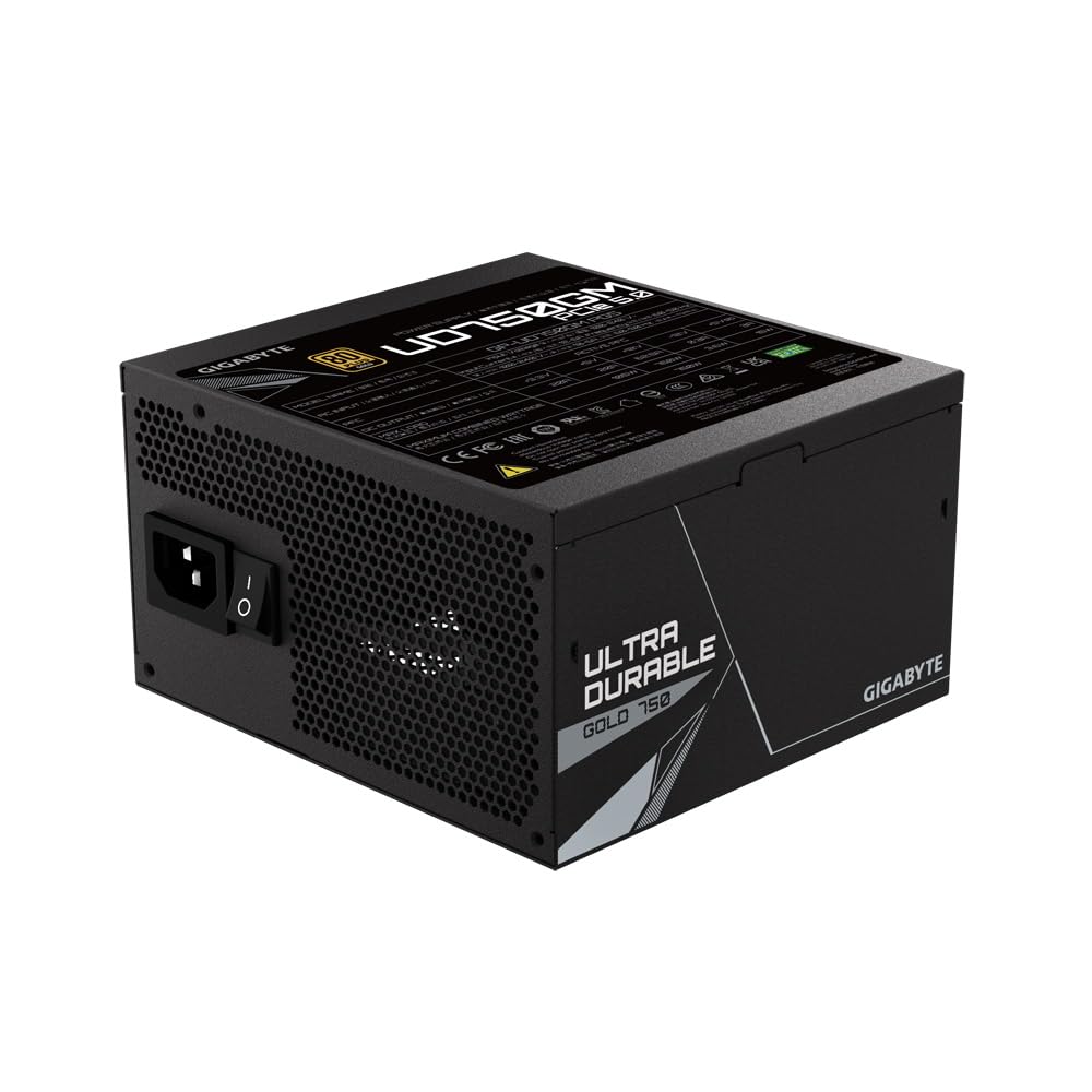 Gigabyte UD750GM PG5 80 Plus Gold - Fuente de alimentación PCIe 5.0 totalmente modular de 750 W, ATX 3.0, conector GPU 12VHPWR, cables planos, 5 años de garantía