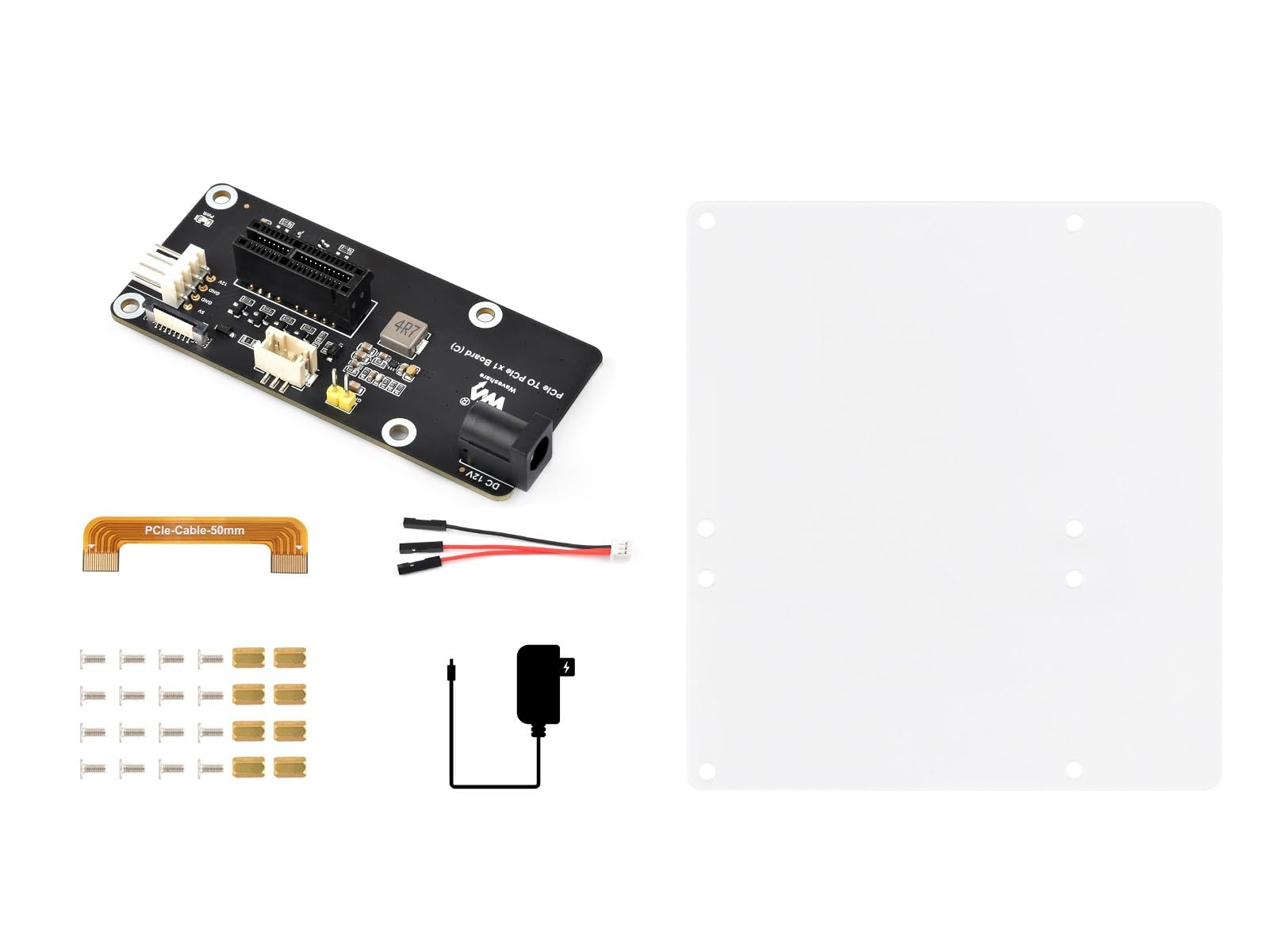 waveshare PCIe FFC Connector to Standard PCIe x1 Slot Adapter Expansion Board (C) for Raspberry Pi,Compatible with PCIe X1, X4, X8, and X16 Interface Devices