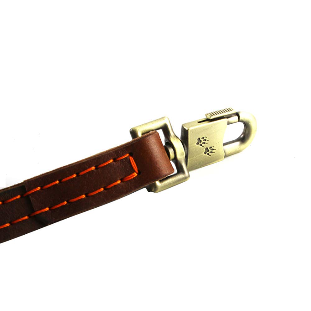 Correa de cuero para perros Cuerda de tracción para perros de doble capa ensanchada y engrosada Cadena de perro Golden Retriever Correa para mascotas Suministros para perros Marrón-brown-2.5cm*1.2m