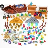 BloxBrix 208 Pcs Treasure Accessories,Money Building Blocks Set,Treasure Chest Building-Block Bricks Pack,Pirate Ships Maps Dollar Jewel Gems Diamonds Gold Bar
